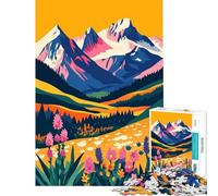 Puzzle per adulti da 1000 pezzi con paesaggio montano e flora arte minimalista gioco educativo sfida giocattolo per famiglie divertimento in famiglia regalo di compleanno (dimensioni 75x50cm)