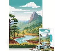 Puzzle per adulti da 1000 pezzi con paesaggio montano sereno e fiume, gioco di precisione, giocattolo stimolante per la mente, per il tempo libero, regalo di compleanno (38x52cm)