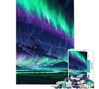 Puzzle per adulti da 1000 pezzi con paesaggio raffigurante l'aurora boreale gioco educativo e stimolante per il relax e la memoria ideale come regalo di compleanno (dimensioni 50x75cm)