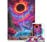Puzzle per adulti da 1000 pezzi con paesaggio surreale di squali ed eclissi ideale per giochi divertenti e attività da fare a casa regalo di compleanno o di viaggio 50x75cm