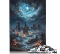 Puzzle per adulti da 1000 pezzi con paesaggio urbano apocalittico sotto un cielo vorticoso, puzzle in legno, giocattolo educativo antistress, regali di Natale, 1000 pezzi (75x50 cm)
