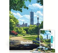 Puzzle per adulti da 1000 pezzi con paesaggio urbano di Boston,disegno nitido e intagliato,gioco divertente per la concentrazione,momento di relax,regalo di Natale 50x75cm