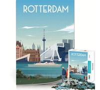 Puzzle per adulti da 1000 pezzi con paesaggio urbano di Rotterdam,incastro preciso,decorazione,gioco di logica,abilità,divertimento,gioco di compleanno,regalo (38x52cm)