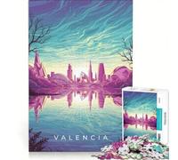 Puzzle per adulti da 1000 pezzi con paesaggio urbano di Valencia e riflessi gioco divertente per tutta la famiglia con pezzi a incastro di forma casuale 50x75cm