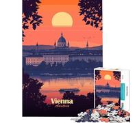 Puzzle per adulti da 1000 pezzi con paesaggio urbano di Vienna al tramonto gioco educativo e sfida ideale per la decorazione della casa e come regalo (dimensioni 38x52cm)