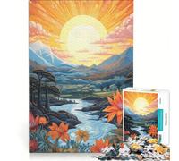 Puzzle per adulti da 1000 pezzi con paesaggio vivace fiume e fiori giocattolo educativo ideale per passare il tempo durante le vacanze regalo per amici e familiari 38x26cm