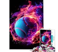 Puzzle per adulti da 1000 pezzi con pallina da tennis avvolta dalle fiamme gioco pratico sfida per l'intelligenza e il cervello giocattolo avvincente regalo di compleanno per donne (75x50cm)