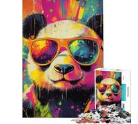 Puzzle per adulti da 1000 pezzi con panda dai colori vivaci gioco artistico gioco intellettuale giochi per famiglie decorazione perfetta ottimo regalo e giocattolo (dimensioni 38x52cm)