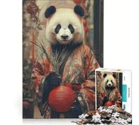 Puzzle per adulti da 1000 pezzi con panda in kimono e lanterna rossa gioco educativo decorazione per la casa ideale per rafforzare l'amore tra le coppie 38x52cm