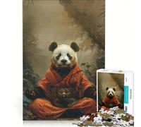 Puzzle per adulti da 1000 pezzi con panda monaco mistico ideale per meditare rilassarsi e divertirsi a casa con poster e foglio di curiosità abbinati 50x75cm