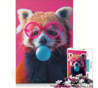 Puzzle per adulti da 1000 pezzi con panda rosso e gomma da masticare gioco rilassante allena la mente e la mano compleanno e Natale 38x26cm