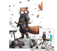 Puzzle per adulti da 1000 pezzi con panda rosso e samurai sulla cima di una montagna Difficile e stimolante donne Giocattolo decorativo da parete per maggiori di 14 anni (38x52cm)