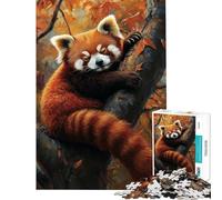 Puzzle per adulti da 1000 pezzi con panda rosso in autunno ideale per adolescenti perfetto per passare il tempo durante le vacanze come regalo di compleanno o di Natale 38x26cm