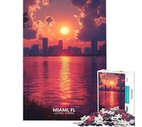 Puzzle per adulti da 1000 pezzi con panorama di Miami al tramonto negli Stati Uniti Aiuta a stimolare la mente donne e famiglie Adatto a partire dai 14 anni (38x26cm)