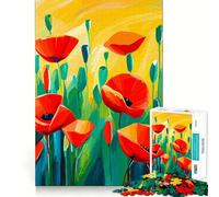 Puzzle per adulti da 1000 pezzi con papaveri luminosi in un campo,taglio netto,sfida per la mente,divertente gioco per il tempo libero,regalo di compleanno (38x52cm)