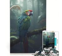 Puzzle per adulti da 1000 pezzi con pappagallo foresta e gocce di pioggia gioco educativo migliora la memoria compleanno e Natale 50x75cm
