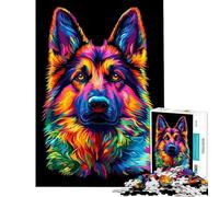 Puzzle per adulti da 1000 pezzi con pastore tedesco arcobaleno giocattolo antistress per adulti che migliora la memoria ideale per compleanni e Natale (dimensioni 38x26cm)