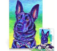 Puzzle per adulti da 1000 pezzi con pastore tedesco blu, giocattolo educativo, taglio di precisione, per rafforzare il legame di coppia 38x52cm