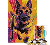 Puzzle per adulti da 1000 pezzi con pastore tedesco in movimento Gioco per famiglie ideale per migliorare la memoria regalo di Natale o di compleanno (dimensioni 50x75cm)