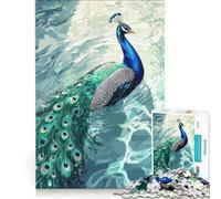 Puzzle per adulti da 1000 pezzi con pavone nell'acqua arte digitale giocattolo decorativo da parete decorazione perfetta compleanni e altre occasioni 38x52cm