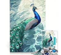 Puzzle per adulti da 1000 pezzi con pavone nell'acqua arte digitale gioco per famiglie divertente antistress sfida unica 50x75cm