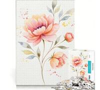 Puzzle per adulti da 1000 pezzi con peonia ad acquerello arte floreale gioco rilassante difficile lista dei desideri con Babbo Natale 50x75cm