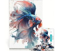 Puzzle per adulti da 1000 pezzi con pesci combattenti siamesi ad acquerello Gioco pratico per le vacanze a casa per passare il tempo e rafforzare l'amore tra le coppie 50x75cm