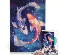 Puzzle per adulti da 1000 pezzi con pesci koi e acquerello cosmico giocattolo educativo ideale per passare il tempo durante le vacanze regalo di compleanno regalo 50x75cm