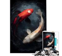 Puzzle per adulti da 1000 pezzi con pesci koi e simbolo Yin Yang Un gioco avvincente per coltivare la pazienza un'analisi complessa e logica ideale come regalo di compleanno (dimensioni 38x26cm)