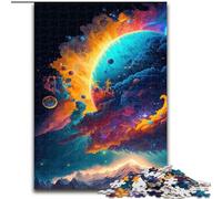 Puzzle per adulti da 1000 pezzi con pianeti spaziali al neon, in legno, regalo perfetto per bambini dai 14 anni in su, 50x75cm, rompicapo stimolante, giocattolo rilassante per adolescenti