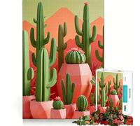 Puzzle per adulti da 1000 pezzi con piante di cactus di diverse forme e dimensioni,con incastri lisci,divertente gioco di concentrazione mentale,gioco casual,regalo di compleanno (50x75cm)