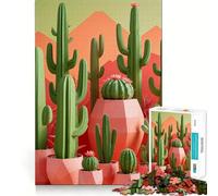 Puzzle per adulti da 1000 pezzi con piante di cactus di diverse forme e dimensioni,taglio preciso,gioco cognitivo,rilassante,decorazione natalizia da parete (38x52cm)
