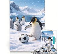 Puzzle per adulti da 1000 pezzi con pinguino che gioca a calcio, gioco pratico, ideale per passare il tempo durante le vacanze, per rafforzare l'amore tra le coppie 38x26cm