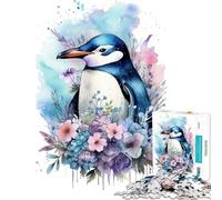 Puzzle per adulti da 1000 pezzi con pinguino e fiori Un gioco avvincente per coltivare la pazienza un'esperienza di analisi e logica impossibile ideale come regalo di compleanno (dimensioni 38x52cm)
