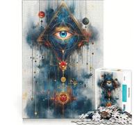 Puzzle per adulti da 1000 pezzi con piramide dell'occhio onniveggente, gioco pratico, ideale per passare il tempo durante le vacanze a casa e per rafforzare l'amore di coppia 38x26cm