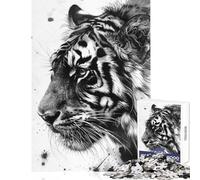 Puzzle per adulti da 1000 pezzi con pittura a inchiostro "Tigre Selvaggia" gioco impossibile sfida difficile giocattolo educativo per migliorare l'amore tra le coppie (50x75cm)