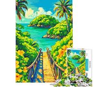 Puzzle per adulti da 1000 pezzi con ponte sull'isola tropicale puzzle per ragazzi giochi rilassanti analisi e logica regali di Natale e compleanno (dimensioni 38x52cm)