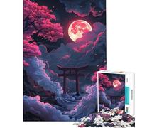 Puzzle per adulti da 1000 pezzi con portale torii al neon e paesaggio notturno ideale per compleanni e Natale Gioco antistress divertente per maggiori di 14 anni (38x26cm)