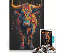 Puzzle per adulti da 1000 pezzi con poster colorato di un toro arrabbiato, gioco pratico, difficile e stimolante, ideale come regalo per tutta la famiglia 38x26cm