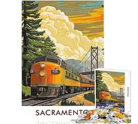 Puzzle per adulti da 1000 pezzi con poster del treno di Sacramento gioco impossibile regalo di compleanno decorazione per la casa giocattolo che aiuta ad allenare il cervello (38x26cm)