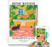 Puzzle per adulti da 1000 pezzi con poster della mostra di Henri Matisse e gatto nero gioco pratico divertente e spiritoso ideale anche come idea regalo con Babbo Natale 50x75cm
