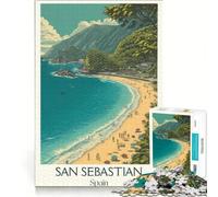 Puzzle per adulti da 1000 pezzi con poster della spiaggia di San Sebastián, gioco pratico, attività divertenti da fare a casa, regalo per donne 38x26cm