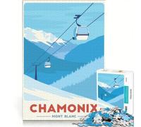 Puzzle per adulti da 1000 pezzi con poster della stazione sciistica di Chamonix Mont Blanc, gioco interattivo, attività divertenti da fare a casa, ottimo regalo per gli appassionati di videogiochi