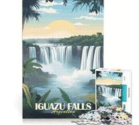 Puzzle per adulti da 1000 pezzi con poster delle cascate di Iguazú, Argentina Un gioco pratico e divertente per passare il tempo durante le vacanze, con poster abbinato e foglio di curiosità 50x75cm