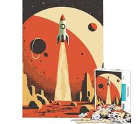 Puzzle per adulti da 1000 pezzi con poster di razzo spaziale retrò gioco educativo giocattolo didattico regalo di Babbo Natale segreto decorazione per la casa (dimensioni 38x26cm)