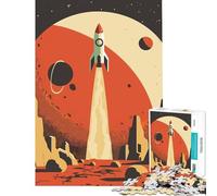 Puzzle per adulti da 1000 pezzi con poster di razzo spaziale retrò gioco educativo giocattolo didattico regalo di Babbo Natale segreto decorazione per la casa (dimensioni 38x52cm)