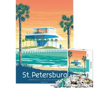 Puzzle per adulti da 1000 pezzi con poster di St Petersburg Florida gioco rompicapo giocattolo stimolante regalo divertente ideale per le vacanze in casa e per passare il tempo (dimensioni 50x75cm)