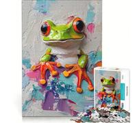 Puzzle per adulti da 1000 pezzi con poster di una rana arboricola verde, gioco pratico, difficile e stimolante, ideale come regalo per tutta la famiglia 38x52cm