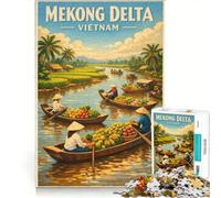 Puzzle per adulti da 1000 pezzi con poster di viaggio del Delta del Mekong, gioco interattivo, attività divertenti da fare a casa, regalo per donne 50x75cm