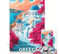 Puzzle per adulti da 1000 pezzi con poster di viaggio della Grecia, gioco pratico, difficile e stimolante, ideale come regalo per tutta la famiglia 50x75cm